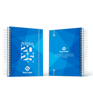 Agenda Diária 2025 Dura (Reciclato 150g) 15,45x21,6 cm 4x0 (Frente Colorido e Verso branco) Laminação Fosca Capa e Wire-o 164 Páginas (Layout Padrão)