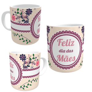Caneca Personalizada Porcelana Branca 325ml 4x0 (estampada lado externo) Brilho Total  