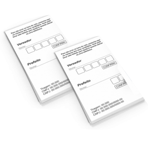 Colinha Política Eleições 2026 Offset 63g 6x9cm 1x0 (Frente escala cinza, verso em branco) Sem Verniz Sem Acabamento 