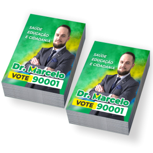 Santinho Político Eleições 2026 Couchê 90g 6x9cm 4x1 (Frente Colorido, verso escala cinza) Sem Verniz Sem Acabamento 