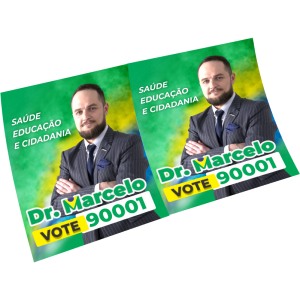 Folders Político Eleições 2026 Couchê Brilho 90g 21x30cm 4x4 (frente e verso colorido) Sem Verniz Sem Acabamento 