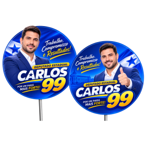 Placa Pirulito Eleições 2026 Pvc Expandido 3mm 40x40cm 4x0 (Frente Colorida, verso sem impressão) Sem Brilho  