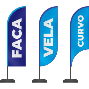 Wind Banner Backlight Promo 110g - Resinado 2,70 x 0,60cm 4x4 (Frente e Verso Colorida) 100% poliéster – Fosco Base de Cimento, Espeto + Costura 