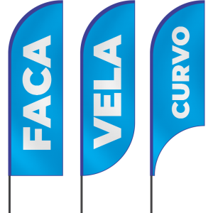 Wind Banner sem Base Backlight Promo, 120g 2,70 x 0,60cm 4x4 (frente e verso colorido) Sem Brilho Haste + Costura com Bolsa Sem Base (Sem instalação)