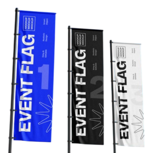 Wind Flag Tecido Failet 400x110cm 4x0 (Frente Colorida, Verso sem estampa) Sem Brilho Costura Lateral com Luva para Bastão Tubo Metálico com 600m (Desmontável)